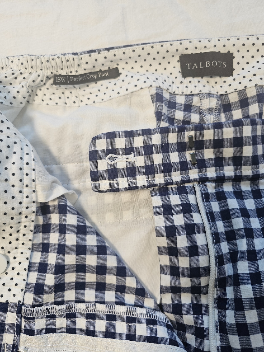 Talbots Navy and White Gingham Ankle Pants Size 18 - Picture 6 of 8